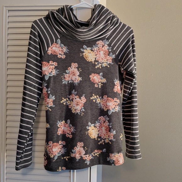Floral Cowl Neck Long Sleeve - Picture 2 of 4